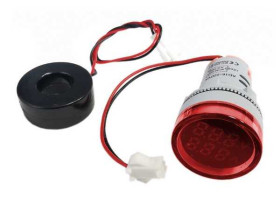 WOLTOMIERZ AMPEROMIERZ LED 60-500V AC 100A MIERNIK TABLICOWY 28mm CZERWONY