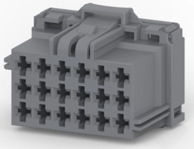 Socket, unequipped, 18 pole, straight, 3 rows, gray, 8-968974-1