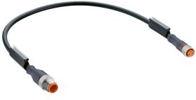 RST 3-RKMV 3-224/2 M złącze M12 męskie 3 stykowe proste + złącze M8 3 stykowe żeńskie proste, przewód PUR 3x0,34mm2, dł. 2m, LUM
