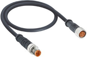 Sensor actuator cable, M8-cable plug, straight to M8-cable socket, straight, 4 pole, 1.5 m, PUR, black, 4 A, 0810 0800 04 301 1,