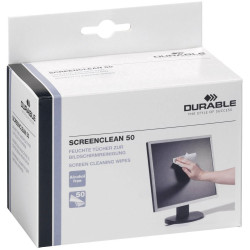Durable 578702 SCREENCLEAN Wipes: 50Piece Lint-Free Streak-Free Non-Alcoholic