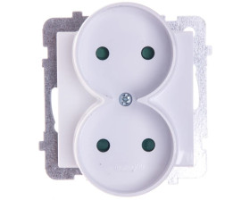 SONATA Gniazdo podwójne b/u z przesłonami białe GP-2RRP/m/00