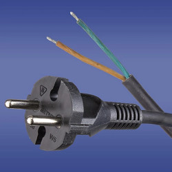 Przewód przyłączeniowy W-6 2x1,5 mm2 czarny z wtyczką prostą 1,5m 51.953