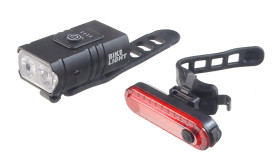 Zestaw lamp rowerowych LED ładowalnych przód/tył USB BK02+HJ056