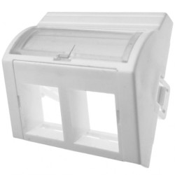 Adapter keystone podwójny wypukły kątowy 2M 45x45 (+ pole opisowe) biały Alantec