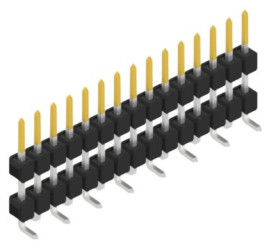 Pin header, 15 pole, pitch 2.54 mm, angled, black, 10051783