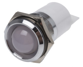 Lampka kontrolna do montażu panelowego 24V ac/dc, biała 22mm LED Chrom Końcówka lutownicza RS PRO