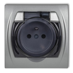 LOGO Gniazdo bryzgoszczelne z/u (klapka dymna) srebrny metalik 7LGPB-1zdp