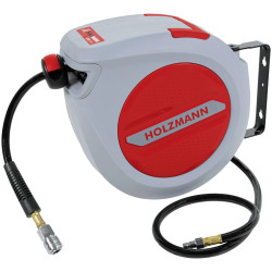 Holzmann Machine LSR10AIR Air Hose Reel 10m PVC Auto-Roll Swivel Mount