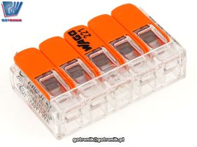 SzybkozĹÄczka 5x0,2-4mm2 transparentna pomaraĹczowa x1szt. WAGO 221-415