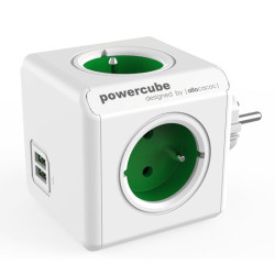 Rozgałęźnik elektr. 2202GN 2xUSB 2.1A PowerCube Zielony elektryczny