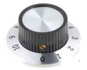 GALKA-114A Gałka srebrna AL ze skalą na ośkę 6.35 mm 23.8x14.8mm