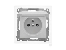 SIMON 55 Gniazdo pojedyncze z uziemieniem szybkozłącza IP44 bez uszczelki klapka w kolorze aluminium mat TGZ1BCUZ.01/143 KONTAKT