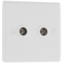 BG 863 White Nexus Moulded Double Isolated Socket TV Or FM Co-Axial Aerial