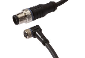 Złącze kablowe M8 żeńskie 4-pinowe kątowe M12 męskie 4-pinowe proste 3x0,34mm 60V IP67 0,6m VK060F81