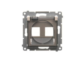 SIMON 54 Pokrywa gniazd teleinformatycznych IP44 na Keystone 2 podwójna z polem opisowym klapka transparentna kremowy *Wymagana