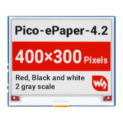 4.2" E-Paper Display Module for Raspberry Pi Pico (Red/Black/White) (400x300)
