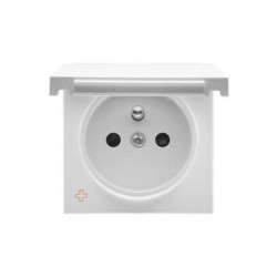 Simon 55 Pokrywa gniazda wtyczkowego poj. z klapką w kolorze pokrywy do: SGZ1CM, SGZ1M Antybakteryjny Biały mat TGZ1BUZP/AB111