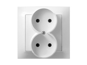 IMPRESJA Gniazdo podwójne bez uziemienia z ramką biały GP-2Y/00 OSPEL