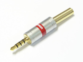 Wtyk JACK 3.5mm 4 polowy stereo + mikrofon chrom Vitalco