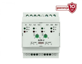 Sterownik układu SZR, 3P, styki 2P, regulacja czasu przerwy przełączania 0,1 - 10s SZR-2