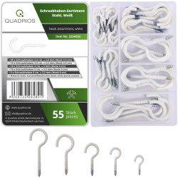 Quadrios 22SA053 Screw Hook Assortment 55 pcs Galvanised Steel White
