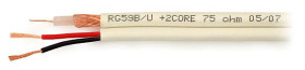 Przewód koncentryczny 75 Om CCTV CAMSET/YAR Eca 0,59/3,7/5,5 z dwoma przewodami zasilającymi 230V AC 100 m
