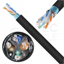 Kabel sieciowy F/UTP kat.6 skrętka 4x2x0,55mm zewnętrzny suchy PE czarny SecurityNET