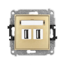 ICON Mechanizm gniazda podwójnego 2xUSB A-A 2.0 złoty 29IGUSB-2