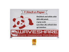 Waveshare 7.5inch E-Paper (B) E-Ink Raw Display, 800×480, Red / Black / White, SPI, Without PCB