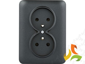 LUMINA Gniazdo podwójne z uziemieniem kompletne czarne WL1223 HAGER