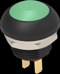 Pushbutton, 1 pole, green, unlit , 0.12 A/125 VAC, 0.2 A/50 VDC, 13.6 mm, IP68, 2329383-9