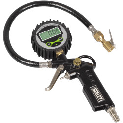 Sealey SA332D Digital Pistol Grip Tyre Inflator with Clip-On Connector