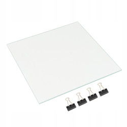 Glass Heatbed Tray 200x200x4 mm Anet, Grinded + 4 Clips