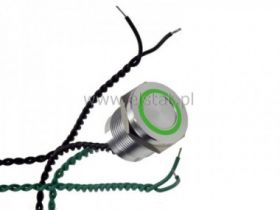 Przycisk 19mm LED 12V zielony IP68 piezo; impuls