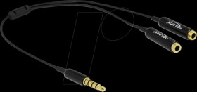 65575 3.5"mm 4-pin jack plug to 2x socket, black, 0.25 m