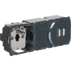 CELIANE Gniazdo zespolone 2P+Z + 2xUSB tytan 067106