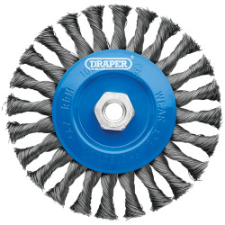 Draper 08059 Steel Twist-Knot Flat Wire Wheel Brush 150mm M14 - 08059