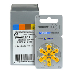 120 x baterie do aparatów słuchowych Power One Varta 10