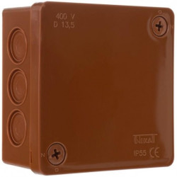 Puszka instalacyjna typu PF natynkowa 86x86x40mm hermetyczna IP55 (12 wlotów) brązowa ViPlast