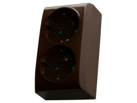 BIS Gniazdo podwójne z uziemieniem schuko z przesłonami torów prądowych brązowy GN-2BSP/24 OSPEL