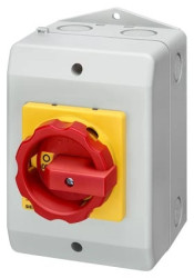 Rozłącznik główny/awaryjny w obudowie 3P+N 16A 7.5kW AC23A 400V pokrętło żółto-czerwone 3LD2064-1TC53