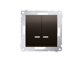 SIMON 54 Wyłącznik krzyżowy podwójny z podświetleniem bez piktogramu (moduł) szybkozłącza brąz mat DW7/2L.01/X/46 KONTAKT SIMON