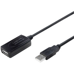 LogiLink UA0143 USB cable USB 2.0 USB-A plug to socket 10.00 m Black