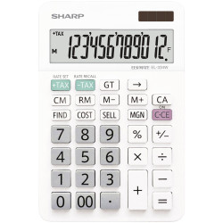Sharp EL334W Calculator white extra-large display dual power battery solar