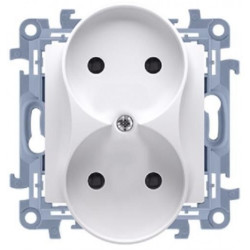 Gniazdo zasilające podwójne bez uziemienia SIMON 10 białe 2x [2P] 16A Kontakt Simon CG2M.01/11