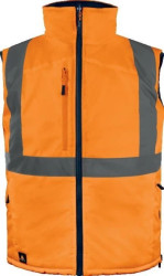 Kamizelka ocieplana, ostrzegawcza, dwustronna z poliestru Oxford, Pomarańczowy fluo-granatowy, rozmiar: L, FIDJ3HVORGT