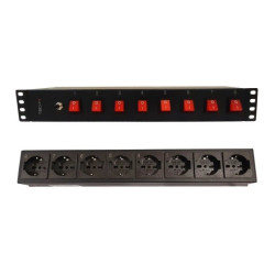 Listwa Rack 19 cali 1.5U, 8x gniazdo UNEL tył, 8x wyłącznik przód I-CASE STRIP-815I