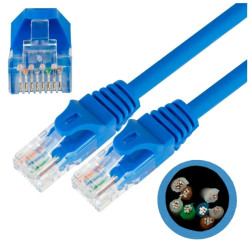 Patchcord UTP kat.5e kabel sieciowy LAN 2x RJ45 linka niebieski 0,5m NEKU