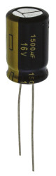 Kondensator 1500μF 16V dc Radialny, Otwór przelotowy Panasonic roztaw: 5mm 12.5 (Dia.) x 20mm